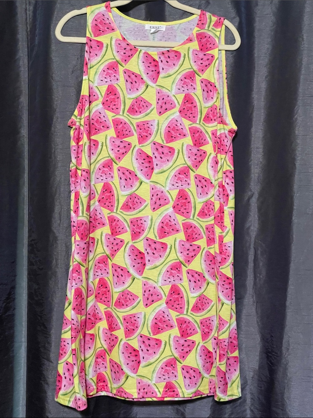 Exist Pink & Lime Watermelon Print Kids Tank Dress
